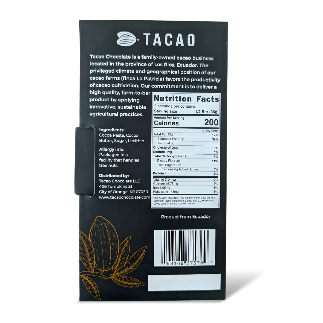 TACAO Single Origin 60% Dark Chocolate Bar - Ecuador